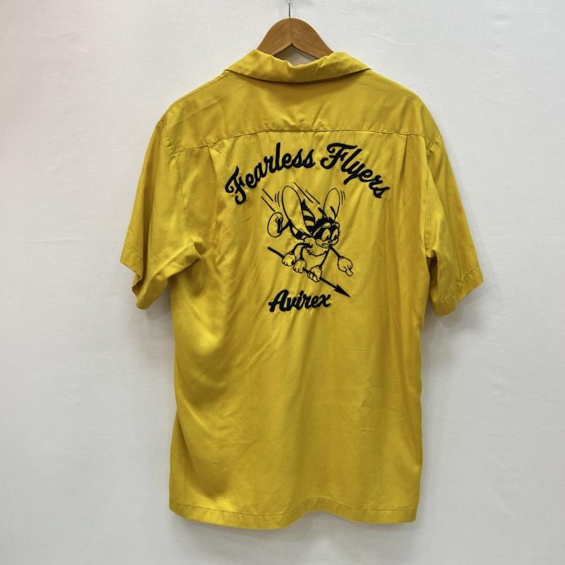 アヴィレックス AVIREX シャツ、ブラウス 半袖 ボーリングシャツ FEARLESS FLYERS 6115100 開襟 L 黄 / イエロー / yellow メンズ USED 古着 中古 50165296