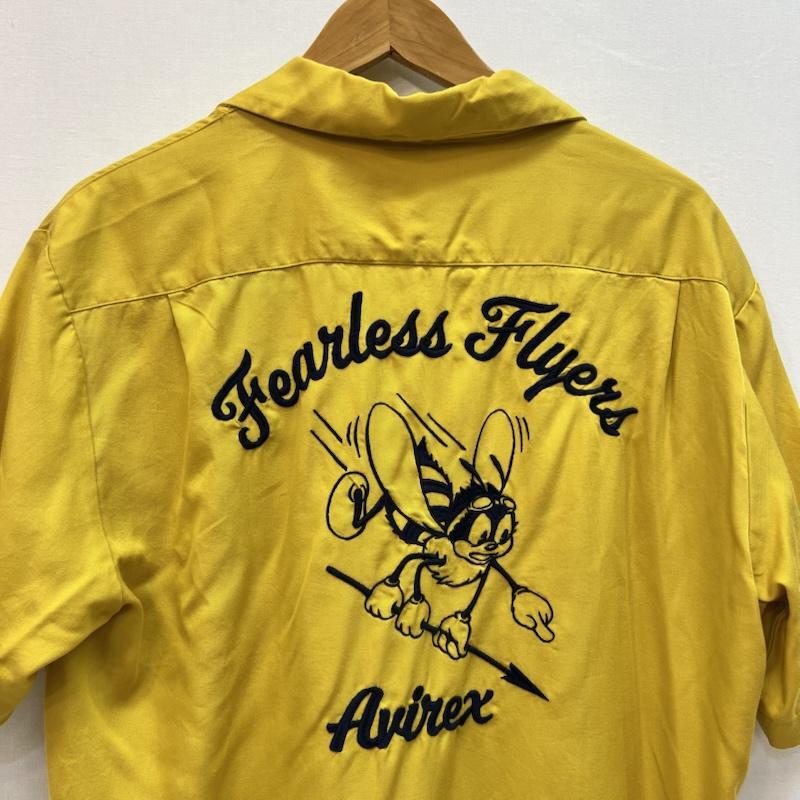 アヴィレックス AVIREX シャツ、ブラウス 半袖 ボーリングシャツ FEARLESS FLYERS 6115100 開襟 L 黄 / イエロー / yellow メンズ USED 古着 中古 50165296