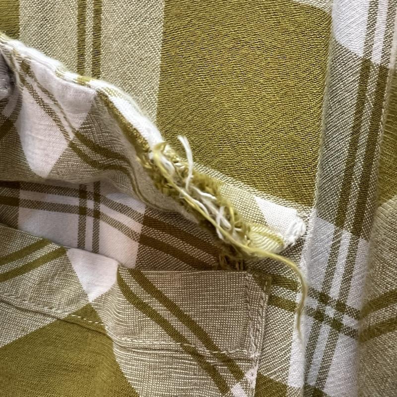 ショット schott シャツ、ブラウス 半袖 レーヨン チェック オープンカラーシャツ 開襟 L カーキ / カーキ / khaki メンズ USED 古着 中古 50165298