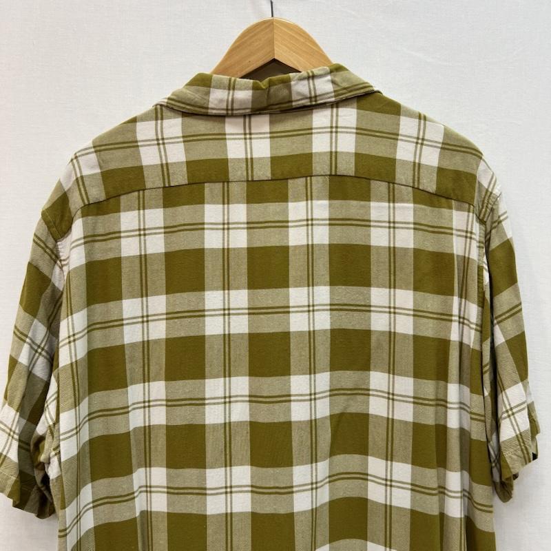 ショット schott シャツ、ブラウス 半袖 レーヨン チェック オープンカラーシャツ 開襟 L カーキ / カーキ / khaki メンズ USED 古着 中古 50165298