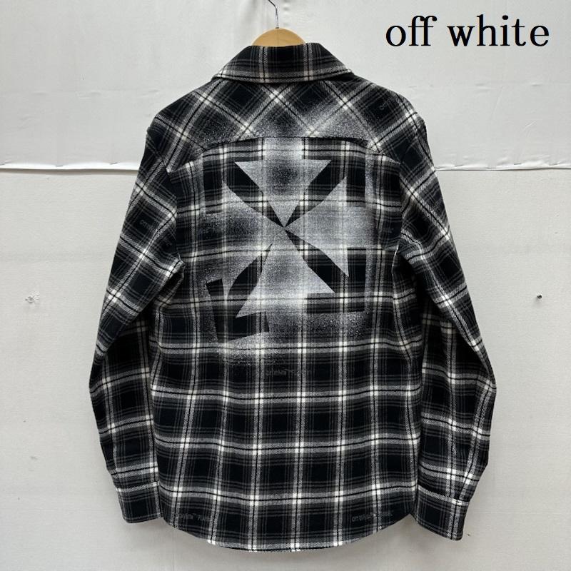 オフホワイト off white シャツ、ブラウス 長袖 20AW STENCIL FLANNEL CHECK SHIRT バック プリント チェック ネル シャツ OMGA133E20FAB001 S 黒 / ブラック / black X 白 / ホワイト / white メンズ USED 古着 中古 50165301