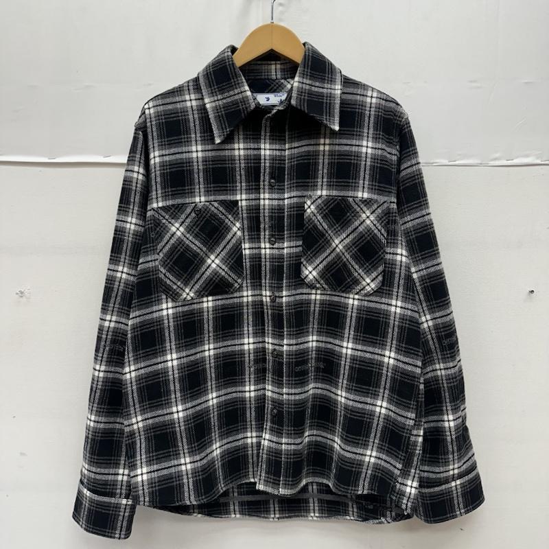 オフホワイト off white シャツ、ブラウス 長袖 20AW STENCIL FLANNEL CHECK SHIRT バック プリント チェック ネル シャツ OMGA133E20FAB001 S 黒 / ブラック / black X 白 / ホワイト / white メンズ USED 古着 中古 50165301