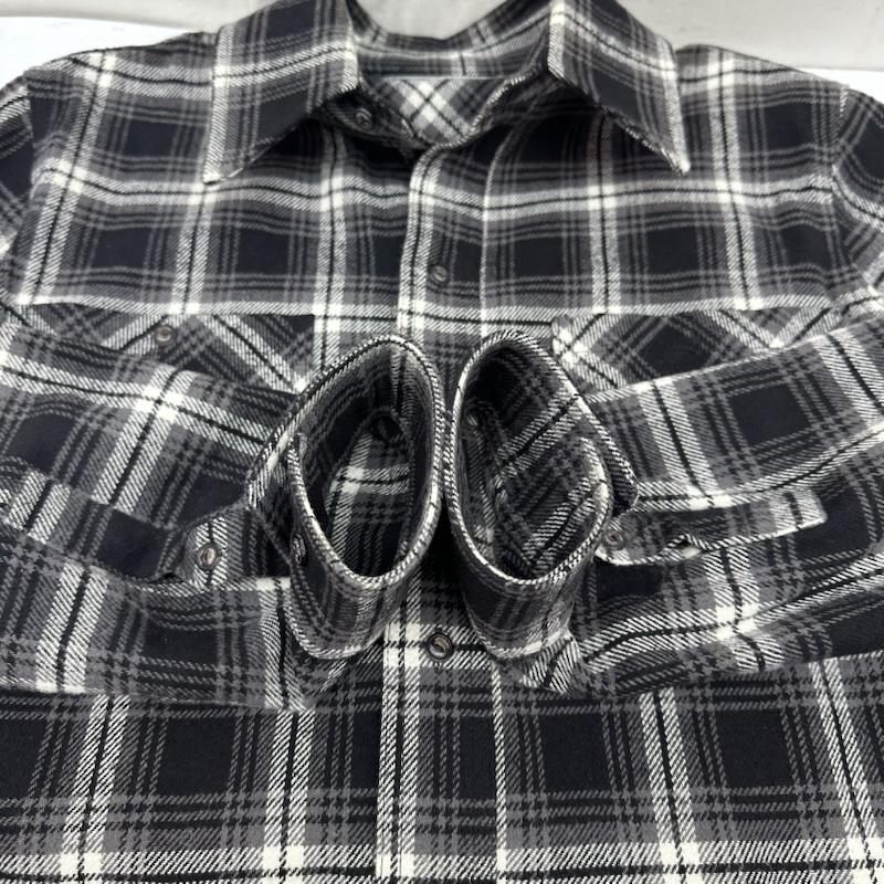 オフホワイト off white シャツ、ブラウス 長袖 20AW STENCIL FLANNEL CHECK SHIRT バック プリント チェック ネル シャツ OMGA133E20FAB001 S 黒 / ブラック / black X 白 / ホワイト / white メンズ USED 古着 中古 50165301
