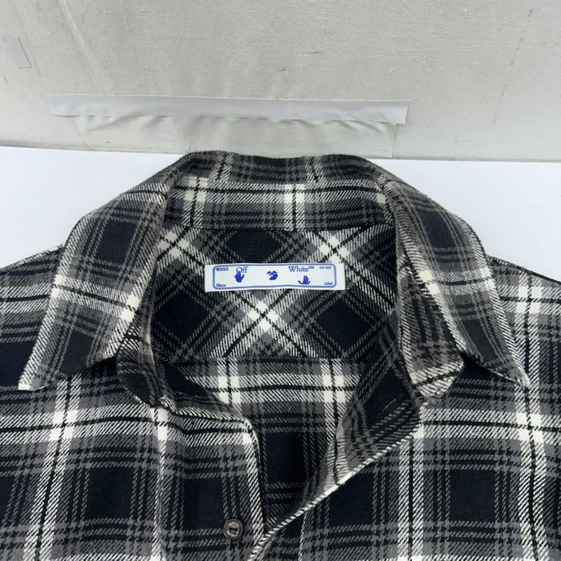 オフホワイト off white シャツ、ブラウス 長袖 20AW STENCIL FLANNEL CHECK SHIRT バック プリント チェック ネル シャツ OMGA133E20FAB001 S 黒 / ブラック / black X 白 / ホワイト / white メンズ USED 古着 中古 50165301