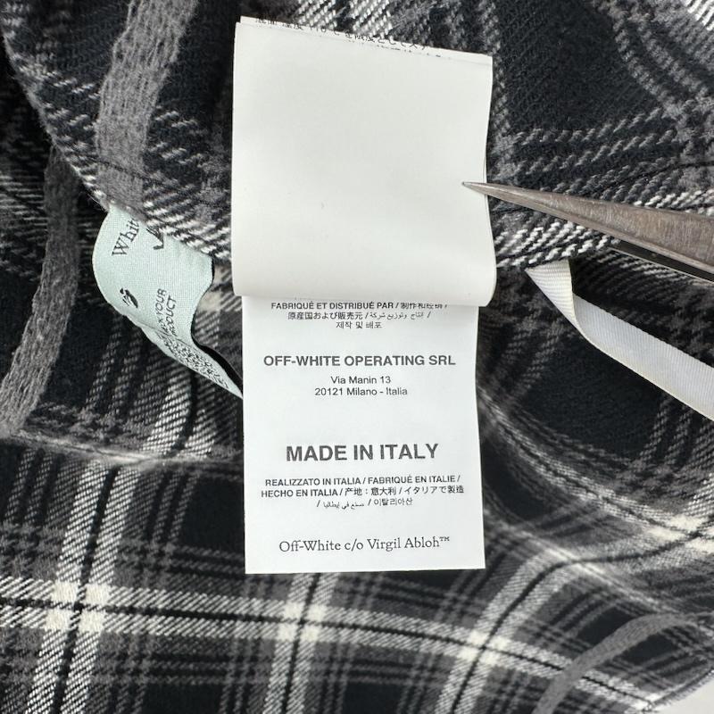 オフホワイト off white シャツ、ブラウス 長袖 20AW STENCIL FLANNEL CHECK SHIRT バック プリント チェック ネル シャツ OMGA133E20FAB001 S 黒 / ブラック / black X 白 / ホワイト / white メンズ USED 古着 中古 50165301
