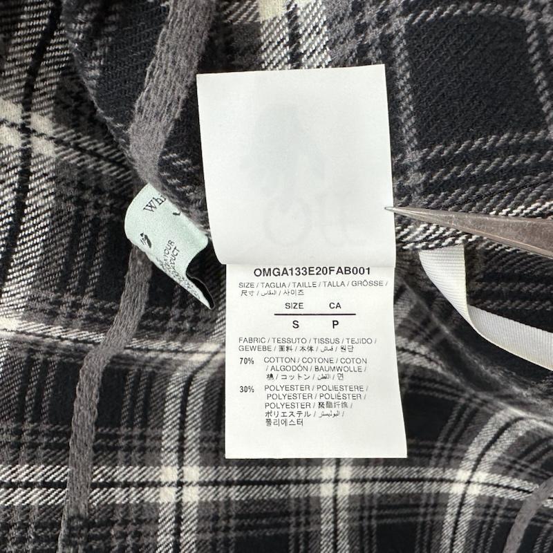 オフホワイト off white シャツ、ブラウス 長袖 20AW STENCIL FLANNEL CHECK SHIRT バック プリント チェック ネル シャツ OMGA133E20FAB001 S 黒 / ブラック / black X 白 / ホワイト / white メンズ USED 古着 中古 50165301