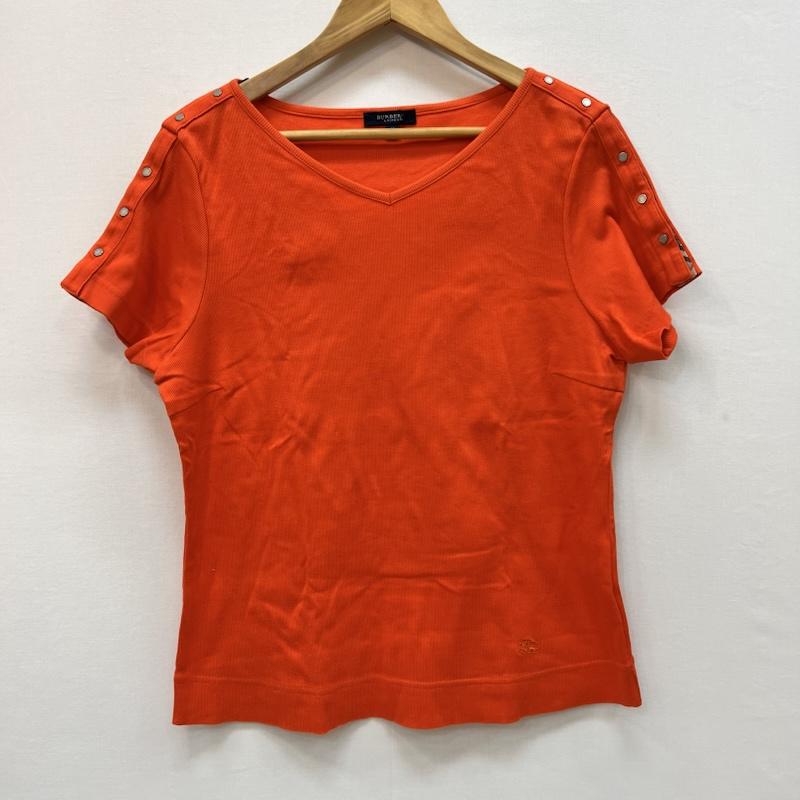バーバリー BURBERRY Tシャツ 半袖 Vネック リブ Tシャツ ノバチェック Size:13 - 橙 / オレンジ / orange メンズ USED 古着 中古 50165307