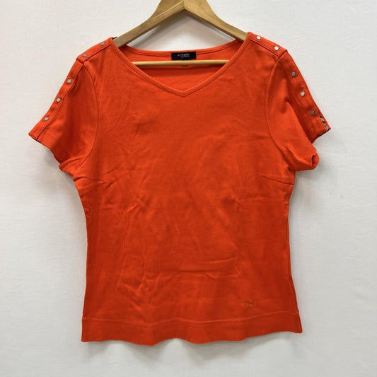 バーバリー BURBERRY Tシャツ 半袖 Vネック リブ Tシャツ ノバチェック Size:13 - 橙 / オレンジ / orange メンズ USED 古着 中古 50165307