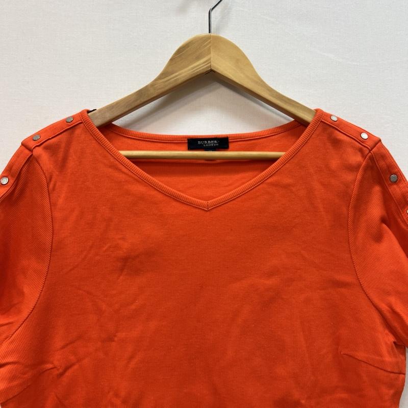 バーバリー BURBERRY Tシャツ 半袖 Vネック リブ Tシャツ ノバチェック Size:13 - 橙 / オレンジ / orange メンズ USED 古着 中古 50165307