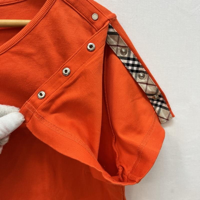 バーバリー BURBERRY Tシャツ 半袖 Vネック リブ Tシャツ ノバチェック Size:13 - 橙 / オレンジ / orange メンズ USED 古着 中古 50165307