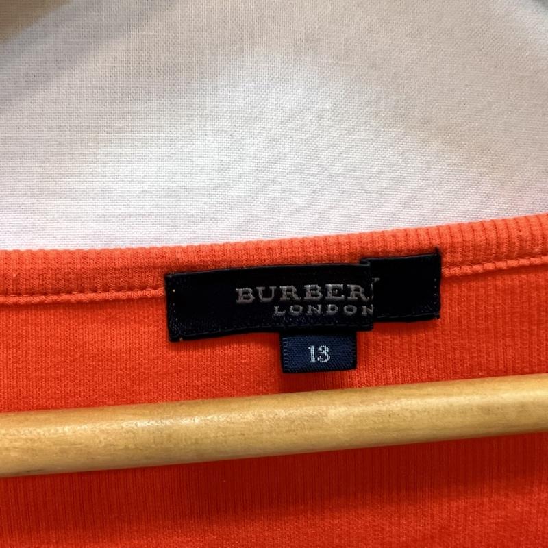 バーバリー BURBERRY Tシャツ 半袖 Vネック リブ Tシャツ ノバチェック Size:13 - 橙 / オレンジ / orange メンズ USED 古着 中古 50165307