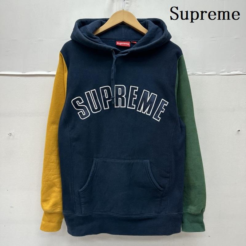 シュプリーム Supreme パーカー 長袖 16AW Color Blocked Arc Logo Hooded Sweatshirt クレイジー パターン アーチ ロゴ パーカー M 紺 / ネイビー / navy X 緑 / グリーン / green X 黄 / イエロー / yellow メンズ USED 古着 中古 50165309