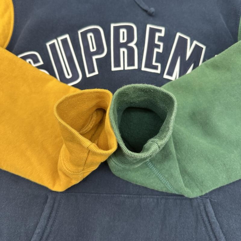シュプリーム Supreme パーカー 長袖 16AW Color Blocked Arc Logo Hooded Sweatshirt クレイジー パターン アーチ ロゴ パーカー M 紺 / ネイビー / navy X 緑 / グリーン / green X 黄 / イエロー / yellow メンズ USED 古着 中古 50165309