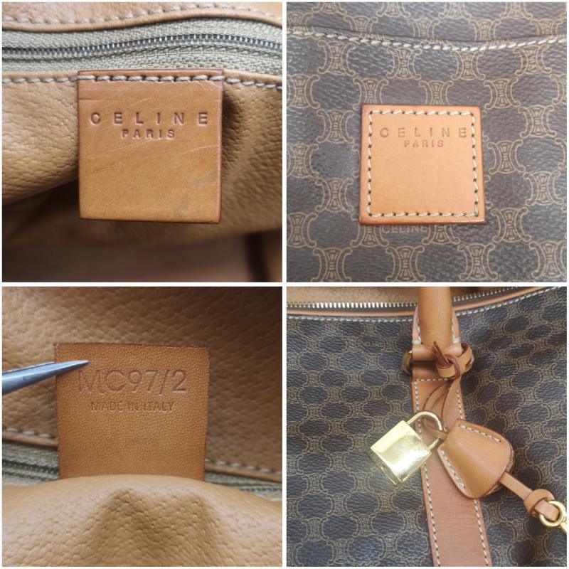 セリーヌ CELINE ボストンバッグ ボストンバッグ マカダム柄 トリオンフ ボストン バッグ 大容量 MC97/2 - 茶 / ブラウン / brown メンズ USED 古着 中古 50165316