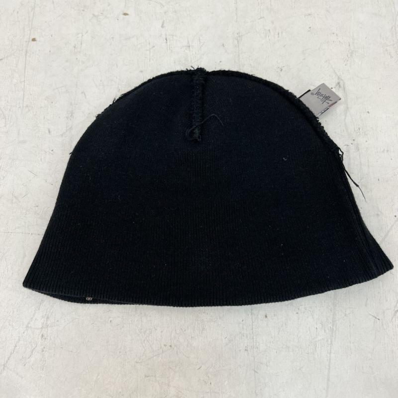 ステューシー STUSSY 帽子 ニット帽 00s 25周年 ロゴ総柄 モノグラム コットンニット ビーニー - 黒 / ブラック / black メンズ USED 古着 中古 50165323
