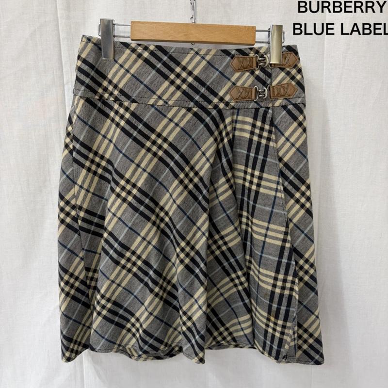 バーバリーロンドン Burberry London スカート ミニスカート サイド付きラップ風スカート 巻きスカート FX522-101 チェック 38 チェック 水色 / ライトブルー / X 青 / ブルー / blue レディース USED 古着 中古 50165324