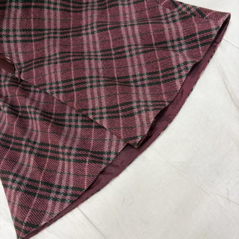 バーバリーロンドン Burberry London スカート ミニスカート ラップスカート風 フレアミニスカート リボン チェック 赤系 38 チェック 桃 / ピンク / pink X えんじ / ワインレッド / dark red レディース USED 古着 中古 50165326
