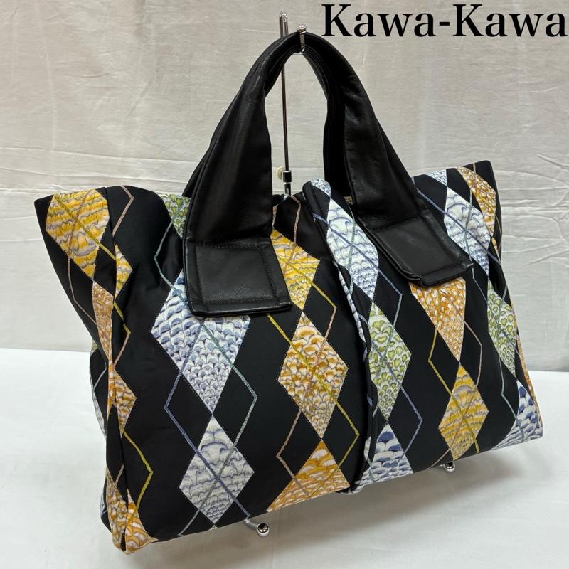 カワカワ Kawa-Kawa トートバッグ トートバッグ SWASH LONDON ear PAPILLONNER ウェット レザー ハンドル アーガイル トートバッグ - レディース USED 古着 中古 50165333