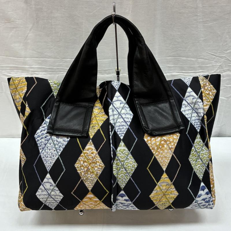 カワカワ Kawa-Kawa トートバッグ トートバッグ SWASH LONDON ear PAPILLONNER ウェット レザー ハンドル アーガイル トートバッグ - レディース USED 古着 中古 50165333