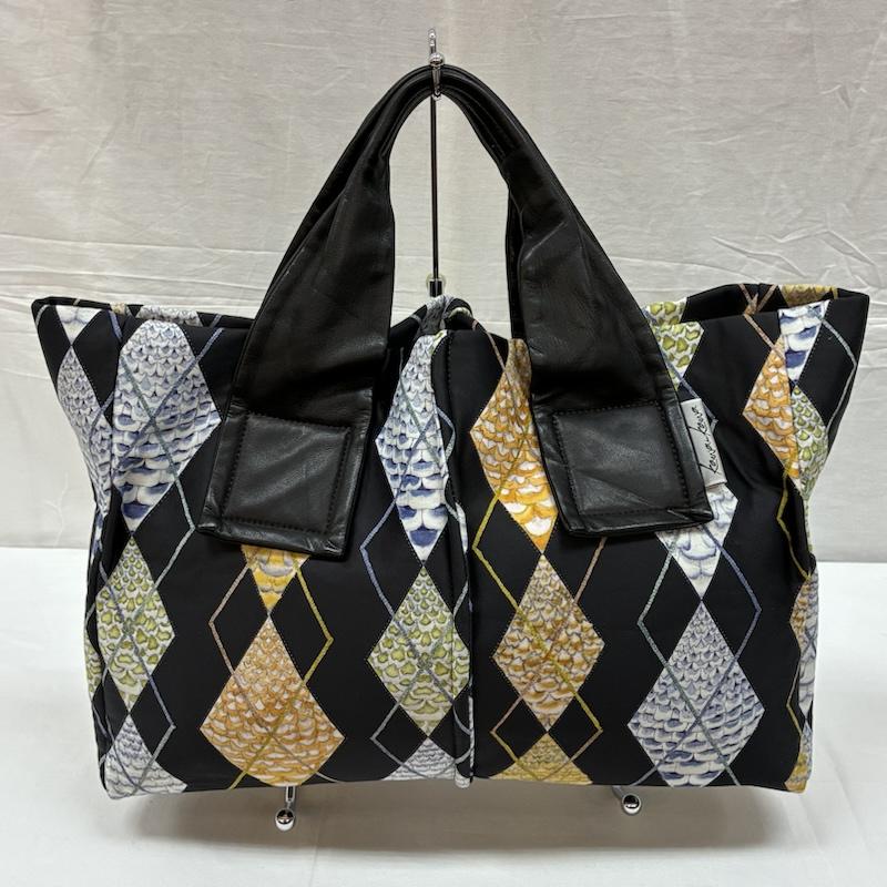 カワカワ Kawa-Kawa トートバッグ トートバッグ SWASH LONDON ear PAPILLONNER ウェット レザー ハンドル アーガイル トートバッグ - レディース USED 古着 中古 50165333