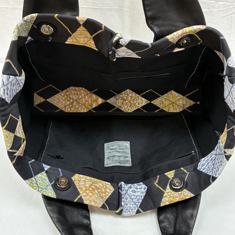カワカワ Kawa-Kawa トートバッグ トートバッグ SWASH LONDON ear PAPILLONNER ウェット レザー ハンドル アーガイル トートバッグ - レディース USED 古着 中古 50165333
