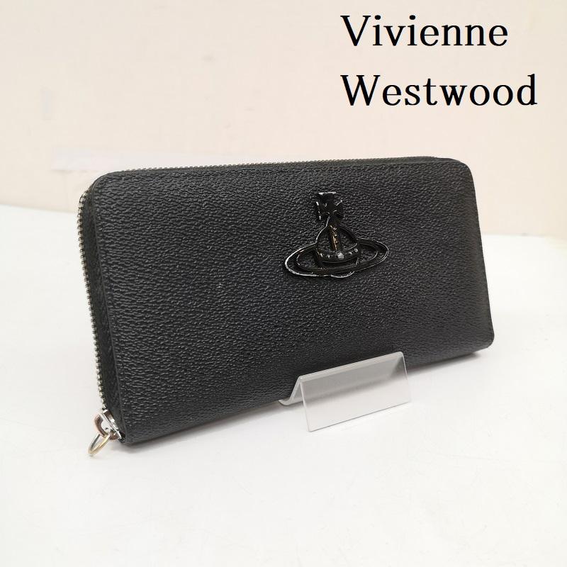 ヴィヴィアンウエストウッド Vivienne Westwood 財布 長財布 ANNIE アニー オーブ ラウンドファスナー 長財布 レザー ロングウォレット - 黒 / ブラック / black レディース USED 古着 中古 50165344