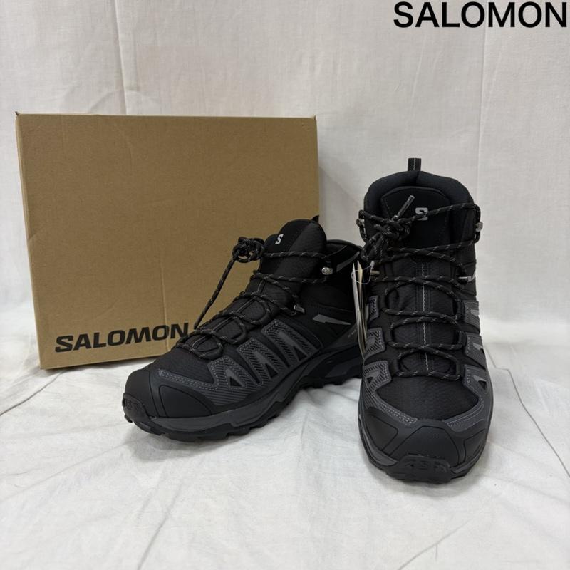 サロモン SALOMON アウトドアシューズ アウトドアシューズ ミディアムカット X Ultra Prime 2 Mid Gore-Tex トレッキングシューズ ハイキング L47966100 26.5cm 無地 X ロゴ、文字 黒 / ブラック / black X ダークグレー / ダークグレー / メンズ USED 古着 中古 50165396