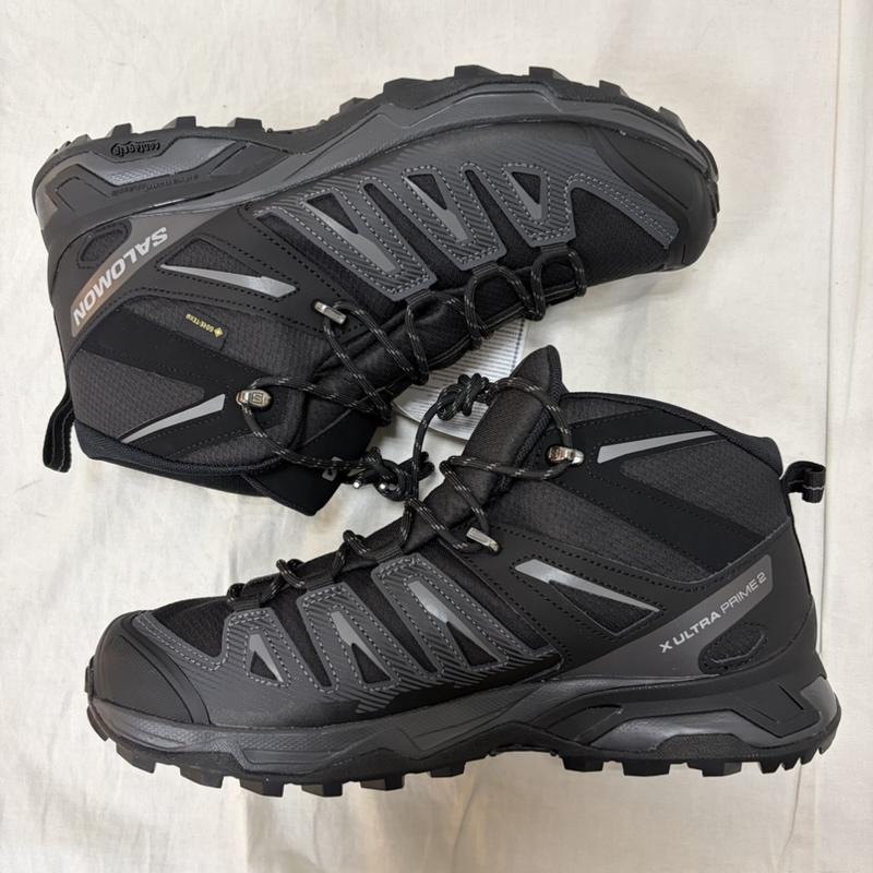 サロモン SALOMON アウトドアシューズ アウトドアシューズ ミディアムカット X Ultra Prime 2 Mid Gore-Tex トレッキングシューズ ハイキング L47966100 26.5cm 無地 X ロゴ、文字 黒 / ブラック / black X ダークグレー / ダークグレー / メンズ USED 古着 中古 50165396