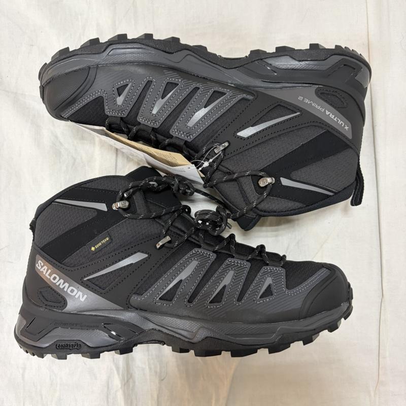 サロモン SALOMON アウトドアシューズ アウトドアシューズ ミディアムカット X Ultra Prime 2 Mid Gore-Tex トレッキングシューズ ハイキング L47966100 26.5cm 無地 X ロゴ、文字 黒 / ブラック / black X ダークグレー / ダークグレー / メンズ USED 古着 中古 50165396