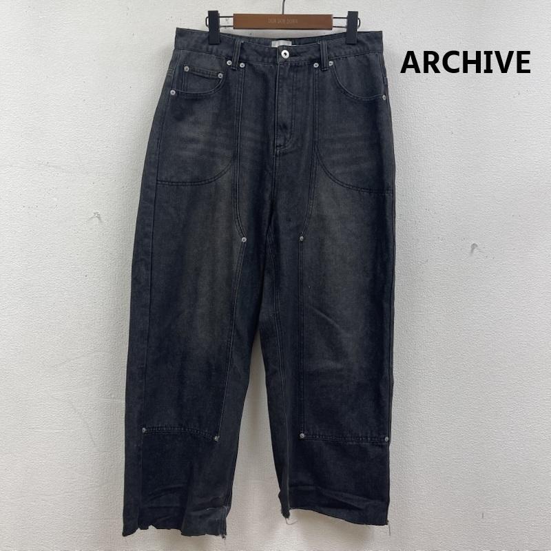 古着 USED パンツ デニム、ジーンズ FTW DOUBLE KNEE DENIM PANTS ビッグシルエット パンツ ft001052bw L ダークグレー / ダークグレー / メンズ USED 古着 中古 50165402