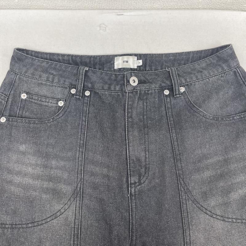 古着 USED パンツ デニム、ジーンズ FTW DOUBLE KNEE DENIM PANTS ビッグシルエット パンツ ft001052bw L ダークグレー / ダークグレー / メンズ USED 古着 中古 50165402
