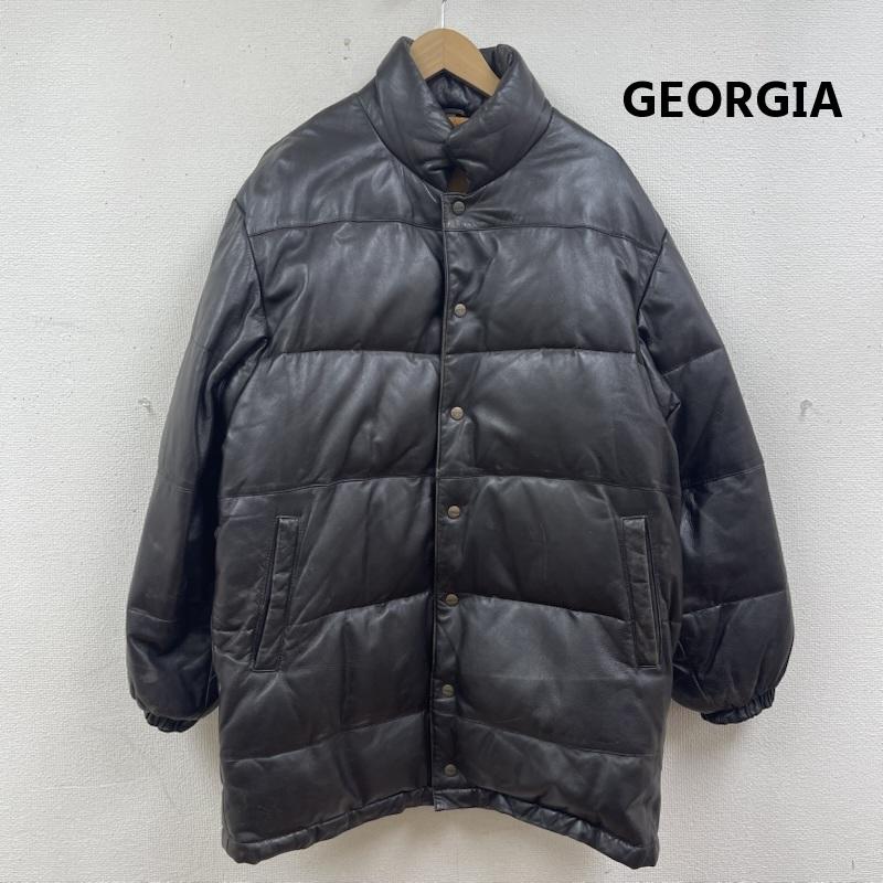 古着 USED ジャケット、上着 レザージャケット GEORGIA 非売品 イタリア製 ラムレザー 羊革 ダウン レザー ジャケット ダークブラウン / ダークブラウン / メンズ USED 古着 中古 50165408