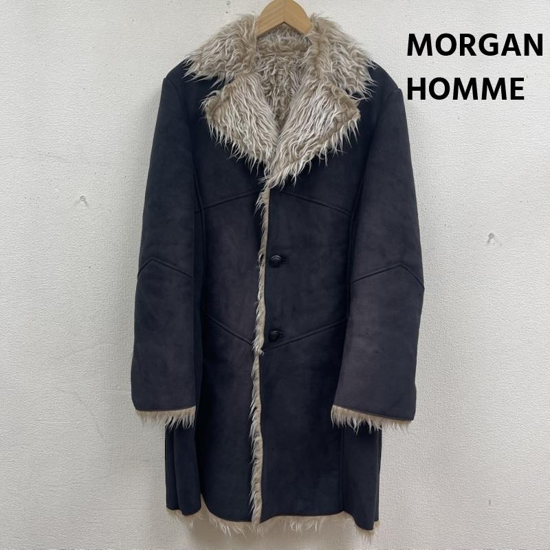 モルガンオム MORGAN HOMME コート 毛皮、ファー Y2k 裏地 ファー グランジ ロング シアリング フェイク ムートン コート アウター M 黒 / ブラック / black メンズ USED 古着 中古 50165416