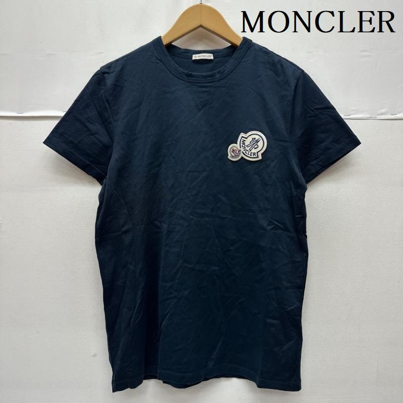 モンクレール MONCLER Tシャツ 半袖 18SS MAGLIA T-SHIRT ダブル ロゴ ワッペン Tシャツ D10918032500 M 紺 / ネイビー / navy メンズ USED 古着 中古 50165417
