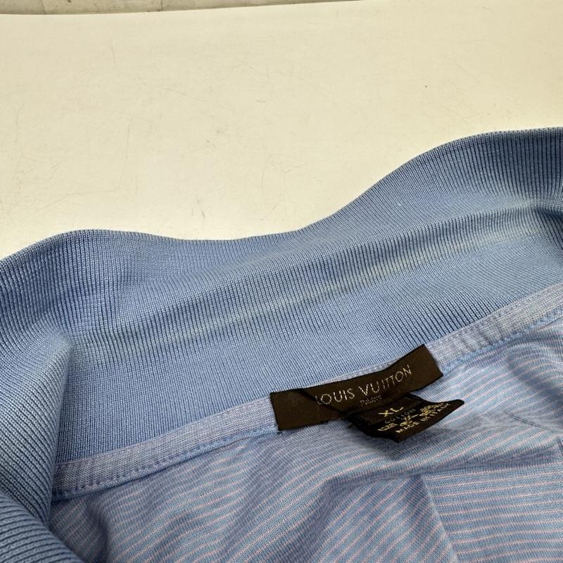 ルイヴィトン LOUIS VUITTON ポロシャツ 半袖 イタリア製 ボーダー ポロ シャツ XL 青 / ブルー / blue メンズ USED 古着 中古 50165418