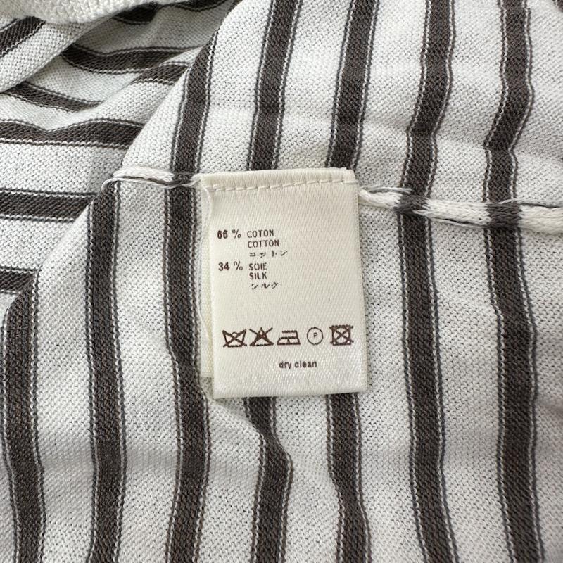 ルイヴィトン LOUIS VUITTON ポロシャツ 半袖 シルク 混 ボーダー ニット ポロ シャツ S 白 / ホワイト / white X 茶 / ブラウン / brown メンズ USED 古着 中古 50165421