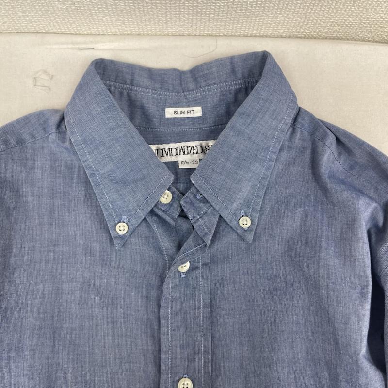 インディビジュアライズドシャツ INDIVIDUALIZED SHIRTS シャツ、ブラウス 長袖 USA製 slim fit シャンブレー カジュアル ドレス シャツ 15 1/2-33 水色 / ライトブルー / メンズ USED 古着 中古 50165424