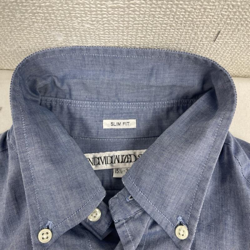 インディビジュアライズドシャツ INDIVIDUALIZED SHIRTS シャツ、ブラウス 長袖 USA製 slim fit シャンブレー カジュアル ドレス シャツ 15 1/2-33 水色 / ライトブルー / メンズ USED 古着 中古 50165424