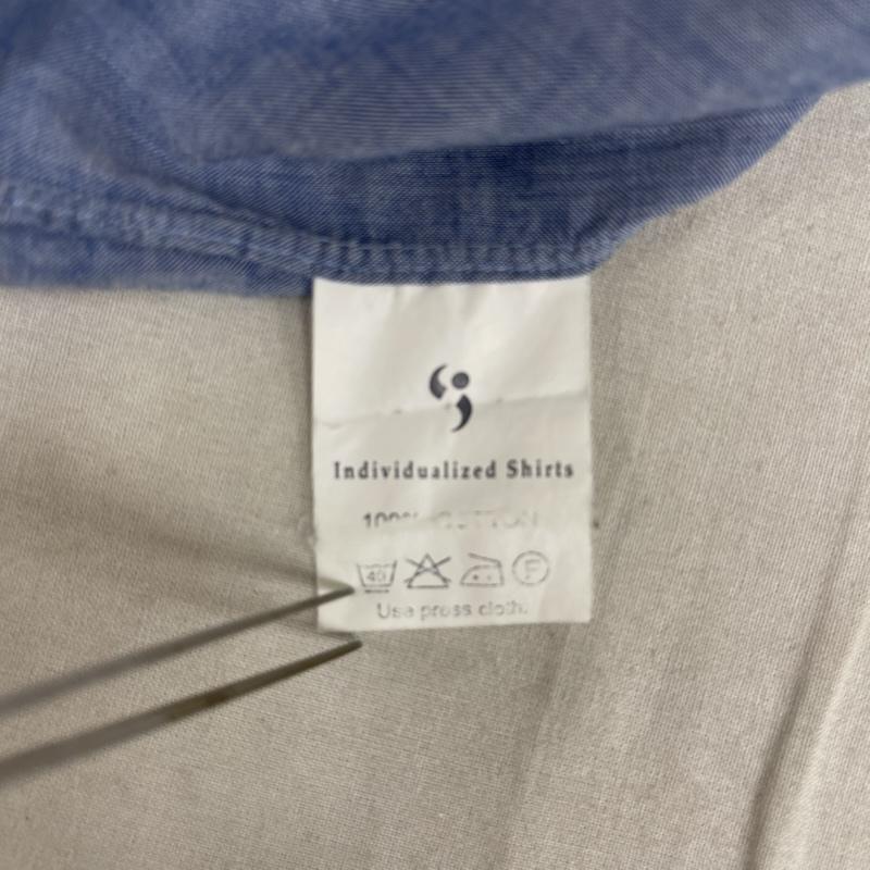 インディビジュアライズドシャツ INDIVIDUALIZED SHIRTS シャツ、ブラウス 長袖 USA製 slim fit シャンブレー カジュアル ドレス シャツ 15 1/2-33 水色 / ライトブルー / メンズ USED 古着 中古 50165424