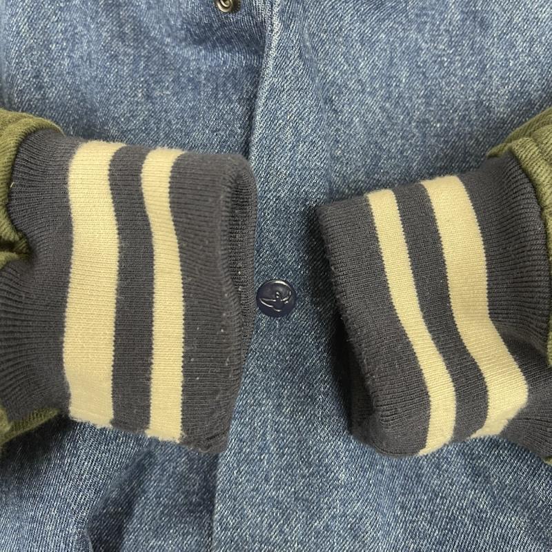 マーク・ゴンザレス Mark Gonzales ジャケット、上着 ジャンパー、ブルゾン ロゴ刺繍 切替デザイン デニム スタジアム ジャンパー スタジャン L インディゴ / インディゴ / Indigo メンズ USED 古着 中古 50165425