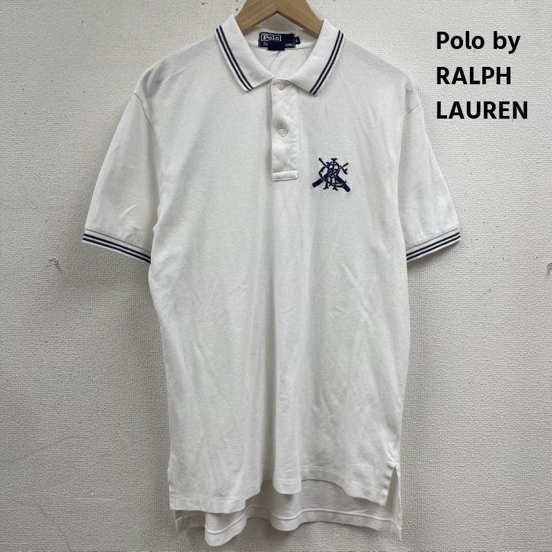 ポロバイラルフローレン Polo by RALPH LAUREN ポロシャツ 半袖 モノグラム エンブレム 刺繍 鹿の子 半袖 ポロシャツ トップス L 白 / ホワイト / white メンズ USED 古着 中古 50165427