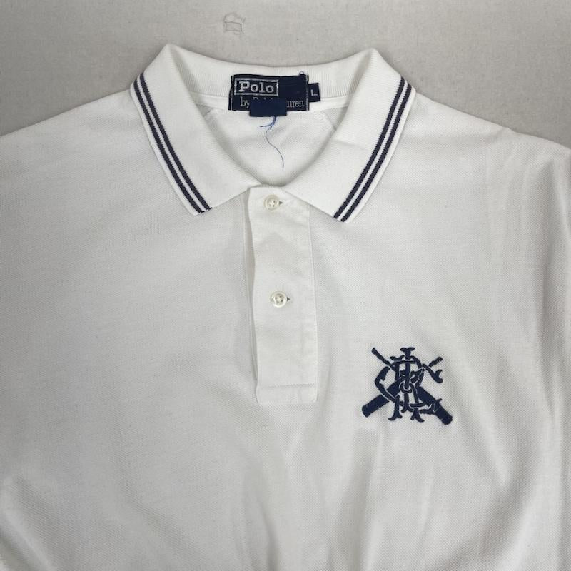 ポロバイラルフローレン Polo by RALPH LAUREN ポロシャツ 半袖 モノグラム エンブレム 刺繍 鹿の子 半袖 ポロシャツ トップス L 白 / ホワイト / white メンズ USED 古着 中古 50165427