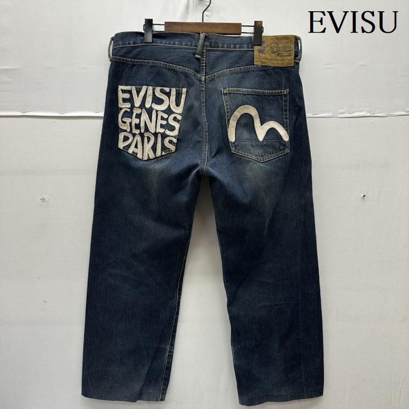 エヴィス EVISU パンツ デニム、ジーンズ W38 EVISU PARIS カモメ 刺繍 ボタンフライ デニム パンツ 0001 38インチ インディゴ / インディゴ / Indigo メンズ USED 古着 中古 50165428