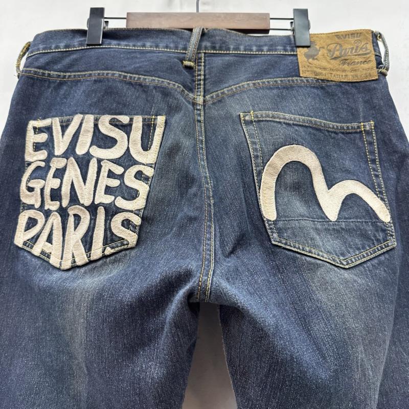 エヴィス EVISU パンツ デニム、ジーンズ W38 EVISU PARIS カモメ 刺繍 ボタンフライ デニム パンツ 0001 38インチ インディゴ / インディゴ / Indigo メンズ USED 古着 中古 50165428