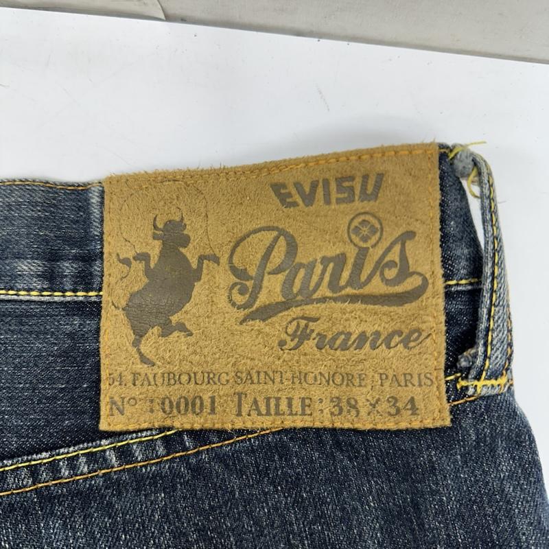 エヴィス EVISU パンツ デニム、ジーンズ W38 EVISU PARIS カモメ 刺繍 ボタンフライ デニム パンツ 0001 38インチ インディゴ / インディゴ / Indigo メンズ USED 古着 中古 50165428