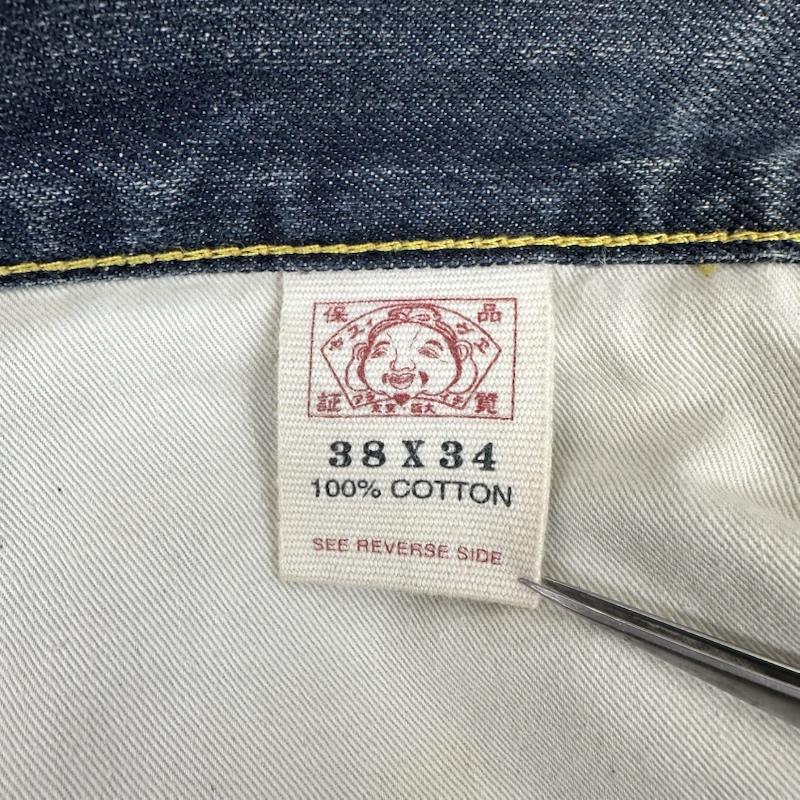 エヴィス EVISU パンツ デニム、ジーンズ W38 EVISU PARIS カモメ 刺繍 ボタンフライ デニム パンツ 0001 38インチ インディゴ / インディゴ / Indigo メンズ USED 古着 中古 50165428