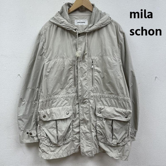ミラ・ショーン mila schon ジャケット、上着 ジャンパー、ブルゾン フード ミリタリー ジャケットモッズ マルチポケット コート パーカー 50 グレージュ / グレージュ / レディース USED 古着 中古 50165441