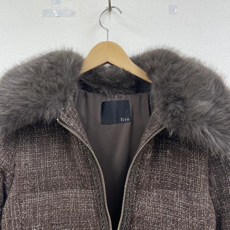 古着 USED コート 毛皮、ファー Riu Rちゃん Tweed down coat ラメ糸 ファー アウター コート FREE 茶 / ブラウン / brown レディース USED 古着 中古 50165443