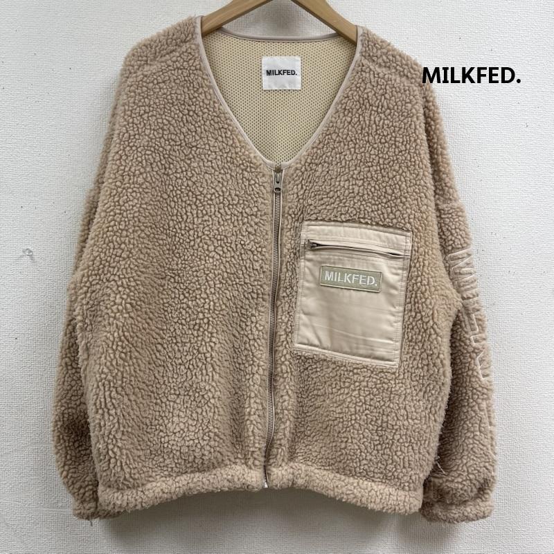 ミルクフェド MILKFED. ジャケット、上着 ジャンパー、ブルゾン SLEEVE LOGO V NECK ジップアップ ボア ジャケット ジャンパー 103213021013 one ベージュ / ベージュ / beige レディース USED 古着 中古 50165445