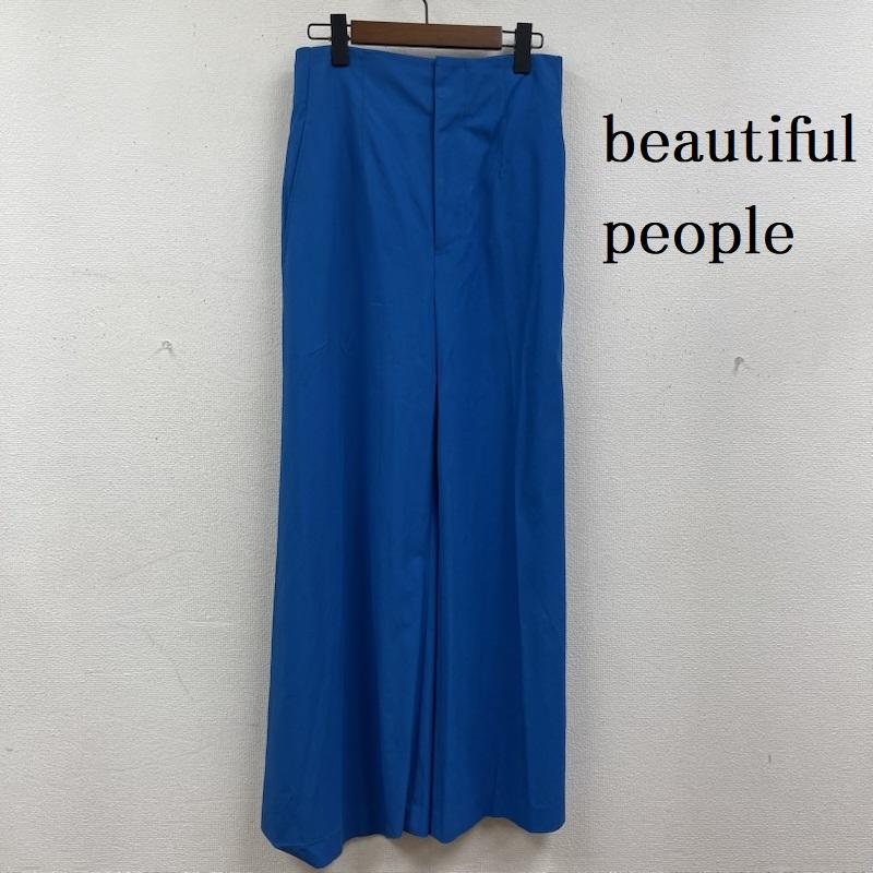 ビューティフルピープル beautiful people パンツ ワークパンツ、ペインターパンツ 日本製 wide straight スラックス ワイド パンツ 1745105001 38 青 / ブルー / blue レディース USED 古着 中古 50165449